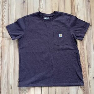 Carhartt Kids Workwear Short Sleeve Pocket T Shirt XL Heathered Purple Loose Fit